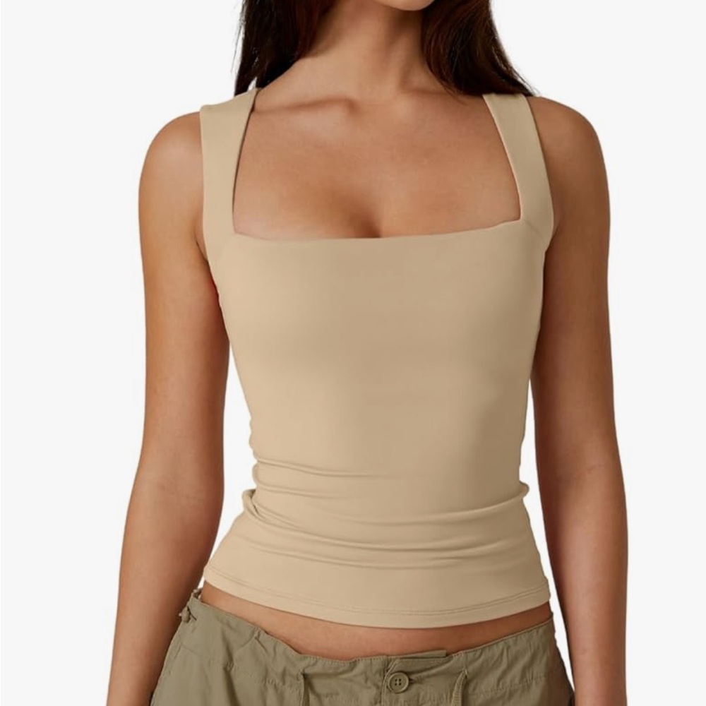 Women’s Square Neck Tank Top - Beige